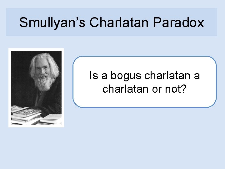 Smullyan’s Charlatan Paradox Is a bogus charlatan a charlatan or not? 