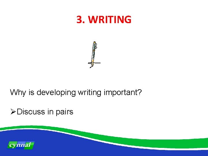 3. WRITING Why is developing writing important? ØDiscuss in pairs 