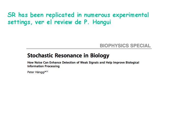 SR has been replicated in numerous experimental settings, ver el review de P. Hangui