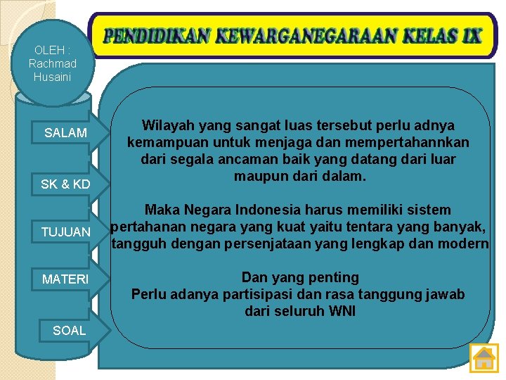 OLEH : Rachmad Husaini SALAM SK & KD TUJUAN MATERI SOAL Wilayah yang sangat