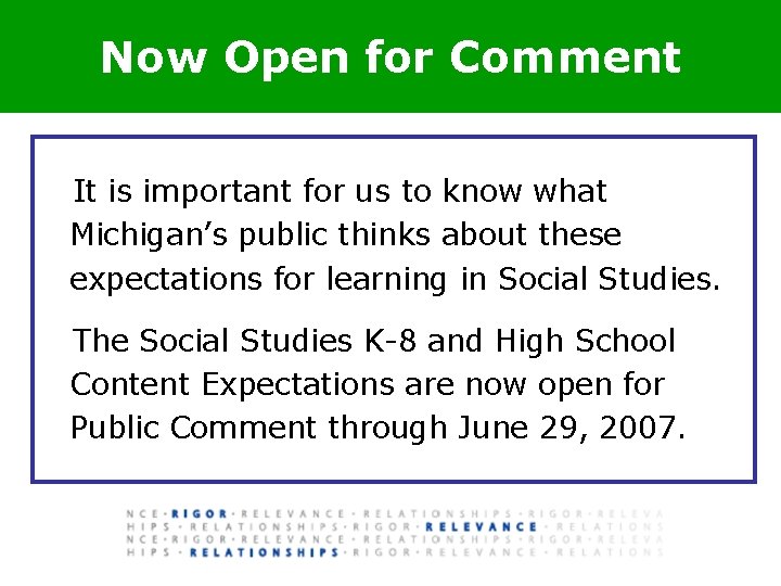 Now Open for Comment It is important for us to know what Michigan’s public Now Open for Comment It is important for us to know what Michigan’s public