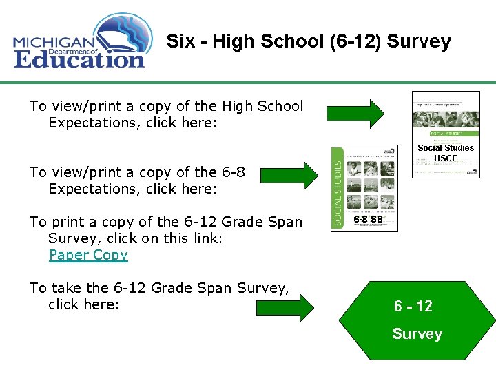 Six - High School (6 -12) Survey To view/print a copy of the High Six - High School (6 -12) Survey To view/print a copy of the High