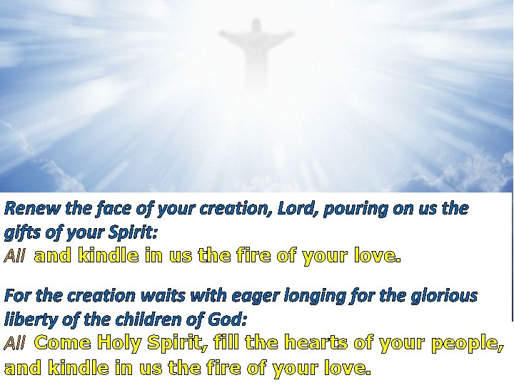 Renew the face of your creation, Lord, pouring on us the gifts of your