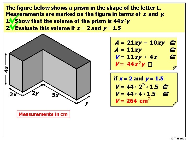 4 x A= A= V= V= 21 xy – 10 xy 11 xy x