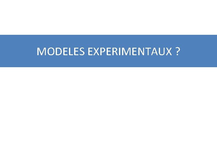 MODELES EXPERIMENTAUX ? 