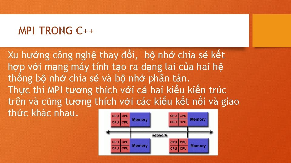 MPI TRONG C++ Xu hướng công nghệ thay đổi, bộ nhớ chia sẻ kết