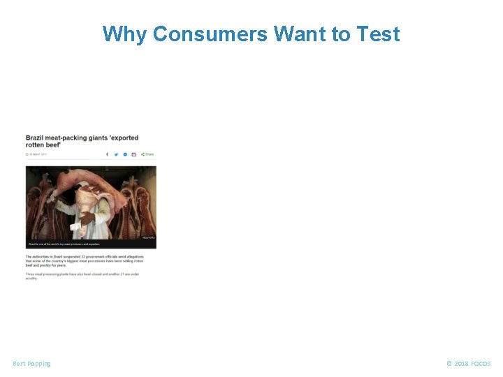 FOOD ALLERGENS Why Consumers Want to Test Bert Popping © 2018 FOCOS 