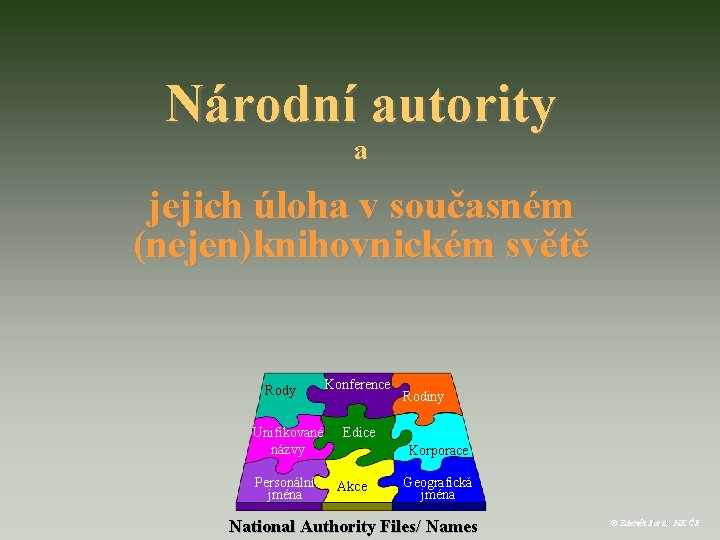 Národní autority a jejich úloha v současném (nejen)knihovnickém světě Rody Unifikované názvy Personální jména