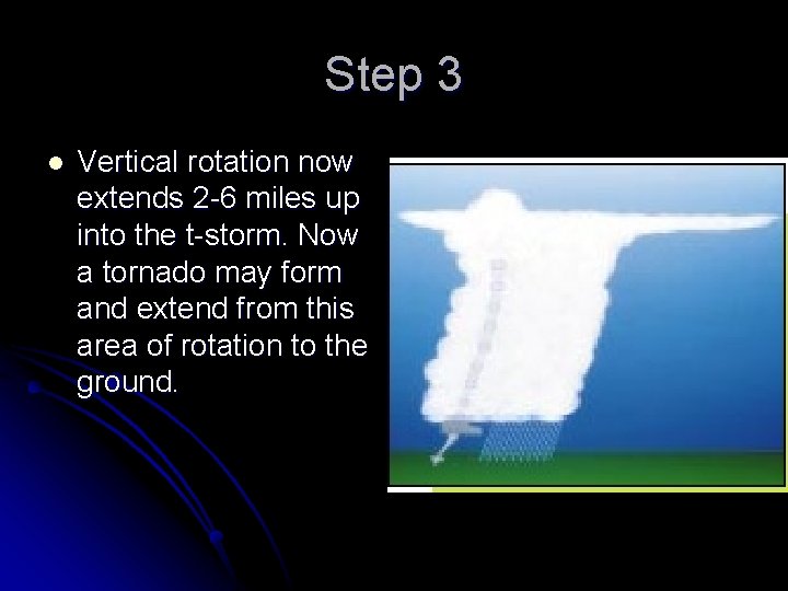 Step 3 l Vertical rotation now extends 2 -6 miles up into the t-storm.