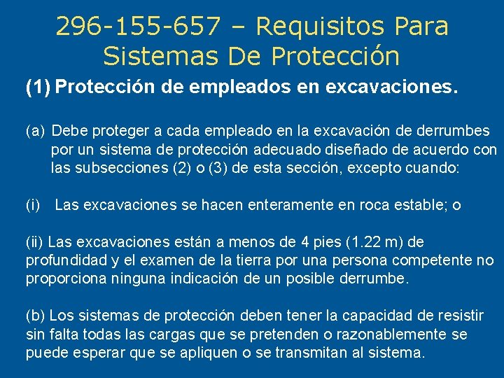 296 -155 -657 – Requisitos Para Sistemas De Protección (1) Protección de empleados en