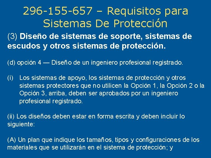 296 -155 -657 – Requisitos para Sistemas De Protección (3) Diseño de sistemas de