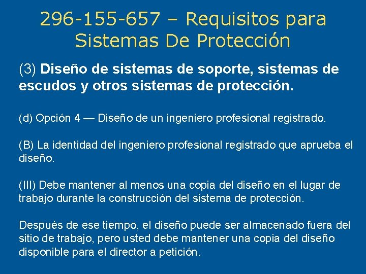 296 -155 -657 – Requisitos para Sistemas De Protección (3) Diseño de sistemas de