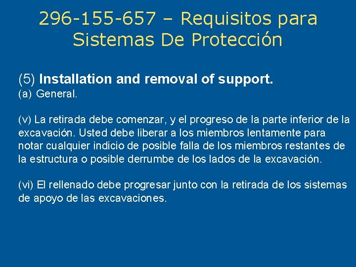 296 -155 -657 – Requisitos para Sistemas De Protección (5) Installation and removal of