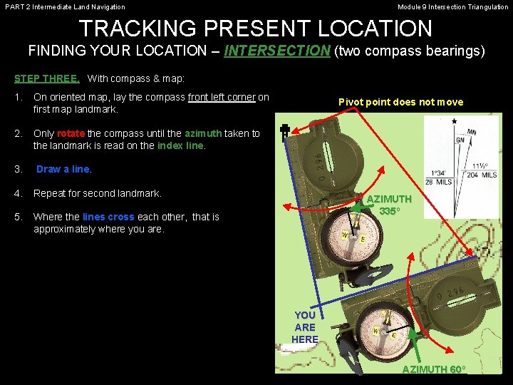 PART 2 Intermediate Land Navigation Module 9 Intersection Triangulation TRACKING PRESENT LOCATION FINDING YOUR