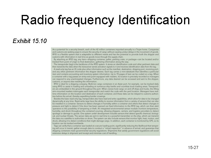 Radio frequency Identification Exhibit 15. 10 15 -27 