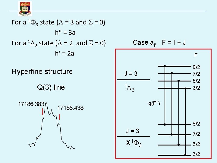 For a 1 3 state ( = 3 and = 0) h" = 3