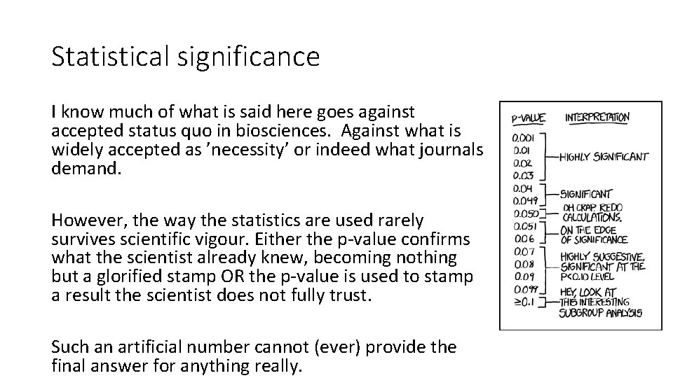 Statistical significance I know much of what is said here goes against accepted status