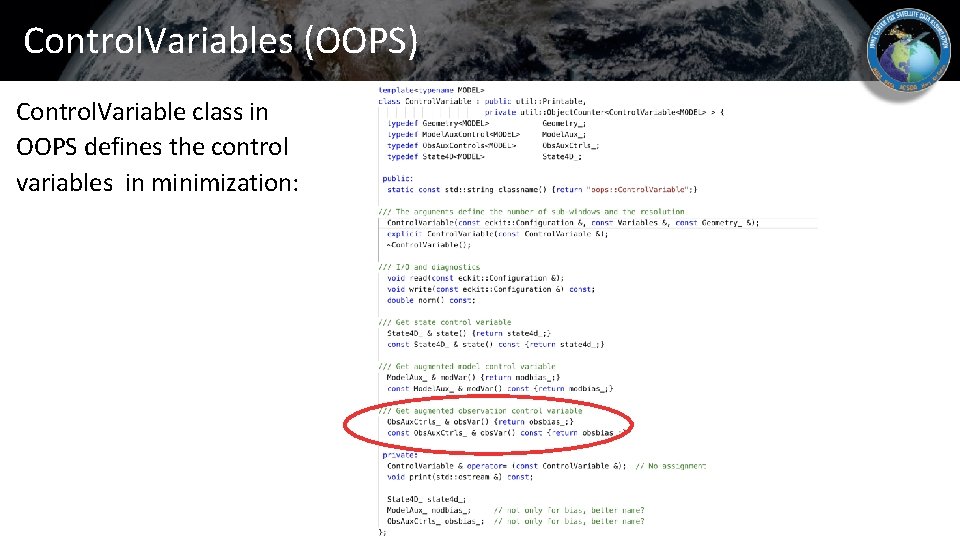 Control. Variables (OOPS) Control. Variable class in OOPS defines the control variables in minimization: