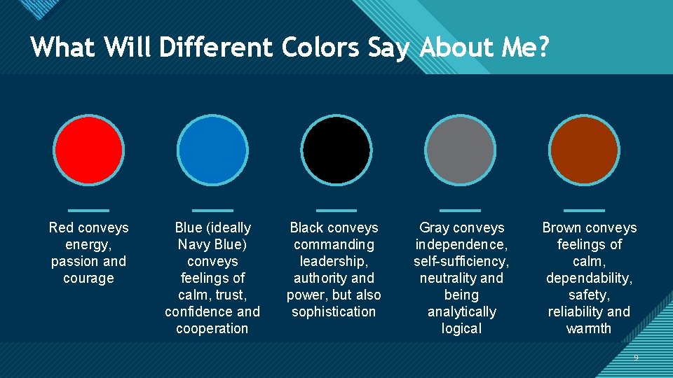 Click edit Master title style Whatto. Will Different Colors Red conveys energy, passion and