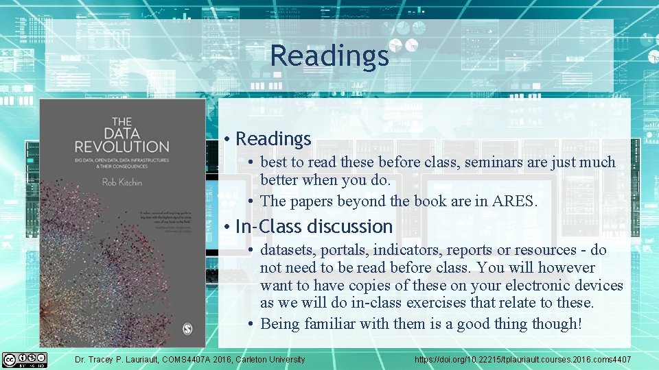 Readings • best to read these before class, seminars are just much better when