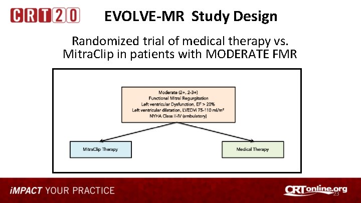 EVOLVE-MR Study Design Randomized trial of medical therapy vs. Mitra. Clip in patients with