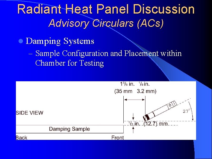 Radiant Heat Panel Discussion Advisory Circulars (ACs) l Damping Systems – Sample Configuration and