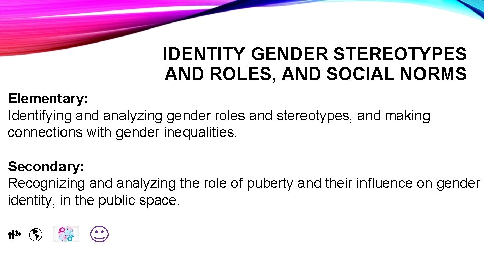 IDENTITY GENDER STEREOTYPES AND ROLES, AND SOCIAL NORMS Elementary: Identifying and analyzing gender roles