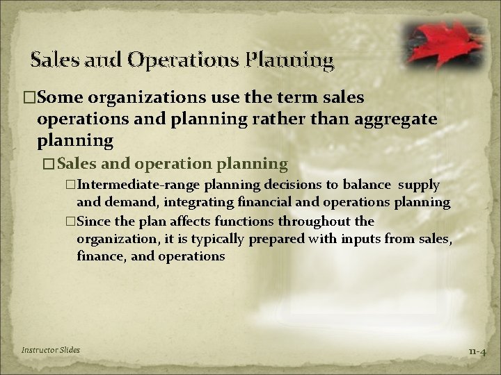 Sales and Operations Planning �Some organizations use the term sales operations and planning rather