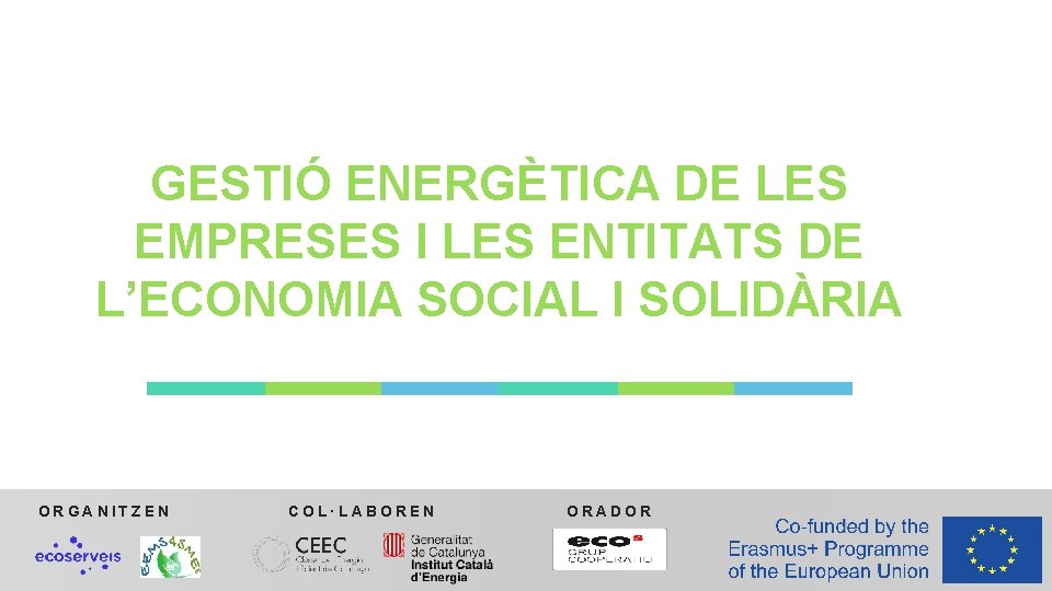 GESTIÓ ENERGÈTICA DE LES EMPRESES I LES ENTITATS DE L’ECONOMIA SOCIAL I SOLIDÀRIA ORGANITZEN