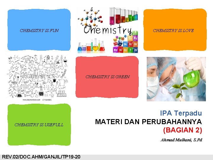 CHEMISTRY IS FUN CHEMISTRY IS LOVE CHEMISTRY IS GREEN CHEMISTRY IS USEFULL IPA Terpadu