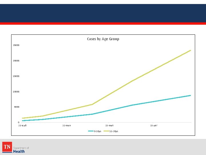 Cases by Age Group 25000 20000 15000 10000 5000 0 22 -май 22 -июн