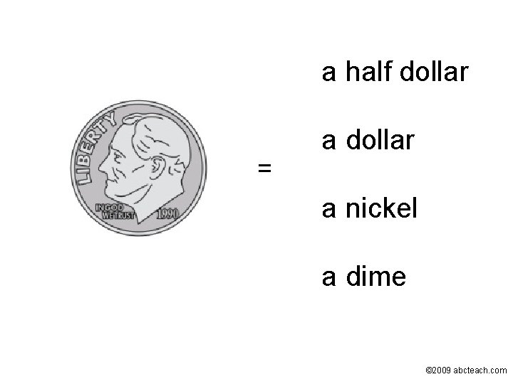 a half dollar = a dollar a nickel a dime © 2009 abcteach. com