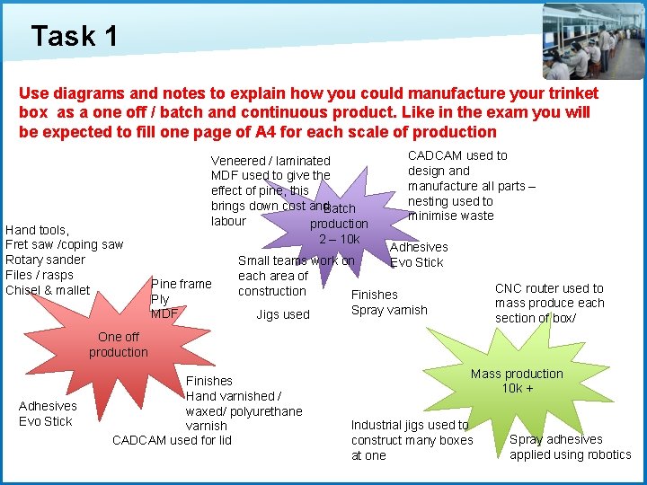 Scales Task 1 of production Use diagrams and notes to explain how you could