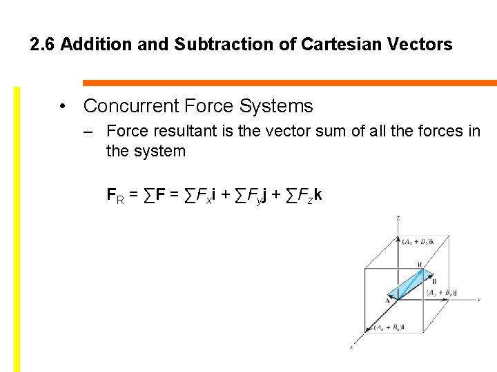 2. 6 Addition and Subtraction of Cartesian Vectors • Concurrent Force Systems – Force