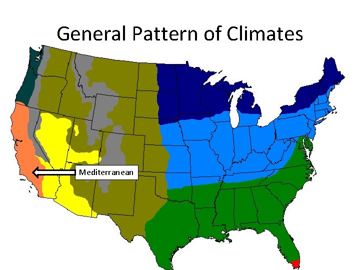 General Pattern of Climates Mediterranean 