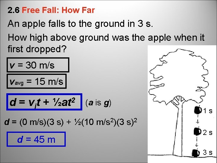 2. 6 Free Fall: How Far An apple falls to the ground in 3