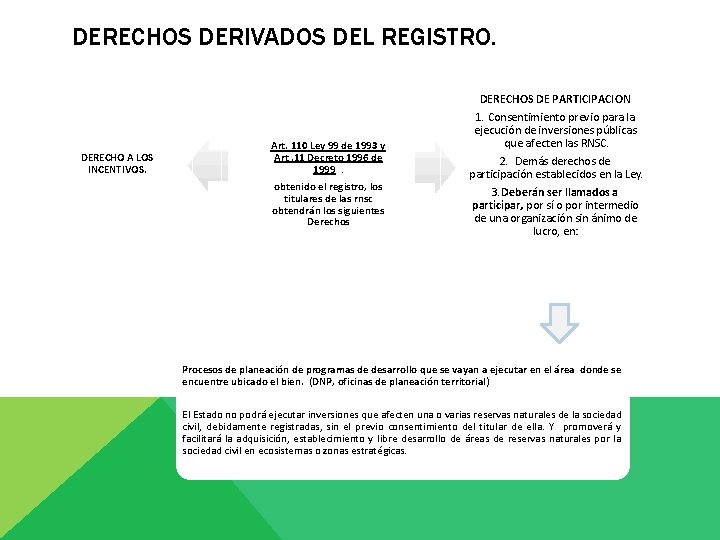 DERECHOS DERIVADOS DEL REGISTRO. DERECHO A LOS INCENTIVOS. Art. 110 Ley 99 de 1993