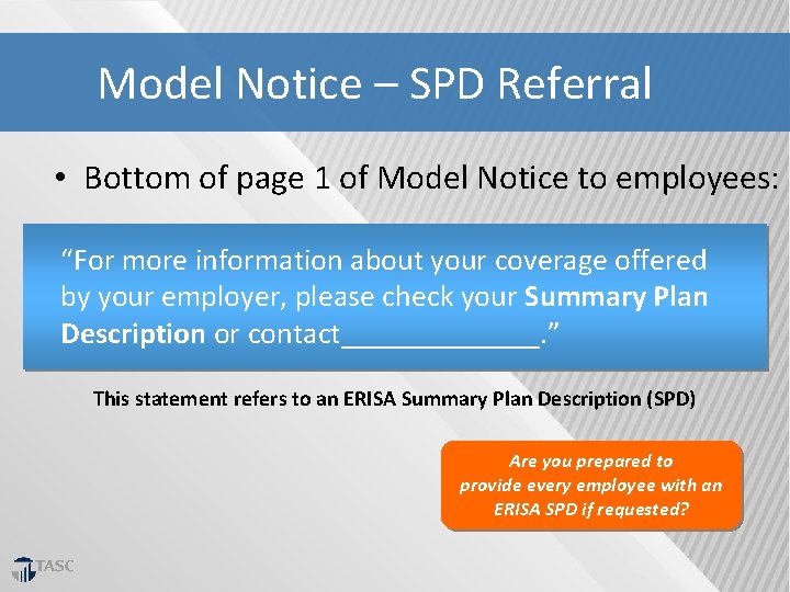 Model Notice – SPD Referral • Bottom of page 1 of Model Notice to