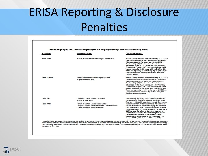 ERISA Reporting & Disclosure Penalties 