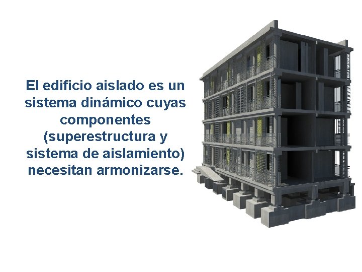 El edificio aislado es un sistema dinámico cuyas componentes (superestructura y sistema de aislamiento)