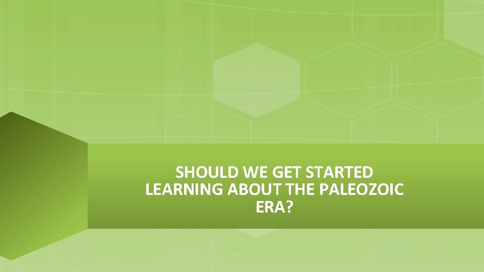 SHOULD WE GET STARTED LEARNING ABOUT THE PALEOZOIC ERA? 