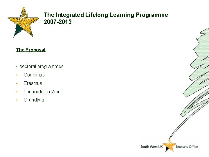 The Integrated Lifelong Learning Programme 2007 -2013 The Proposal 4 sectoral programmes: • Comenius