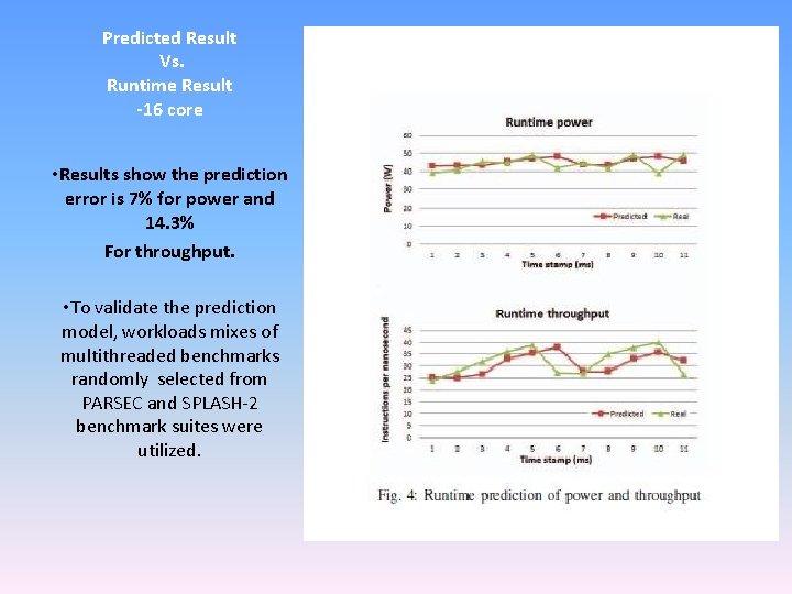 Predicted Result Vs. Runtime Result -16 core • Results show the prediction error is