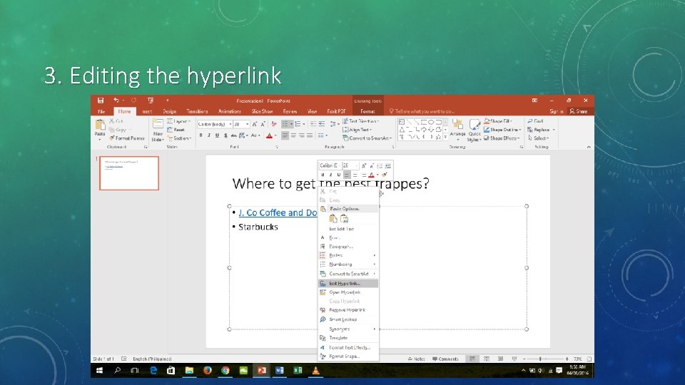 3. Editing the hyperlink 3. Editing the hyperlink