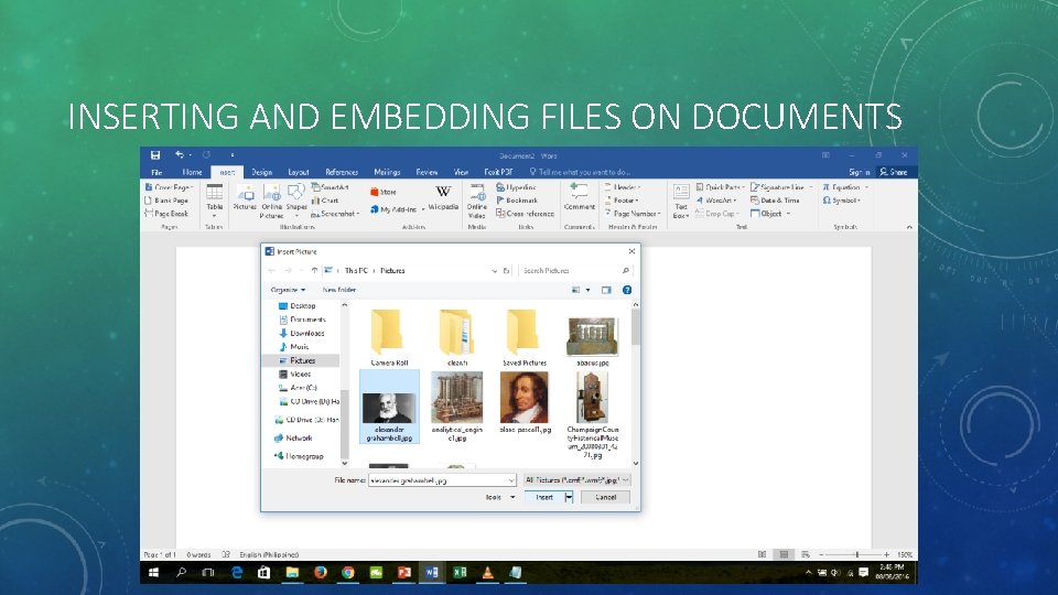 INSERTING AND EMBEDDING FILES ON DOCUMENTS INSERTING AND EMBEDDING FILES ON DOCUMENTS