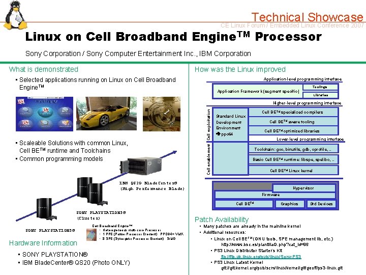 Technical Showcase CE Linux Forum / Embedded Linux Conference 2007 Linux on Cell Broadband