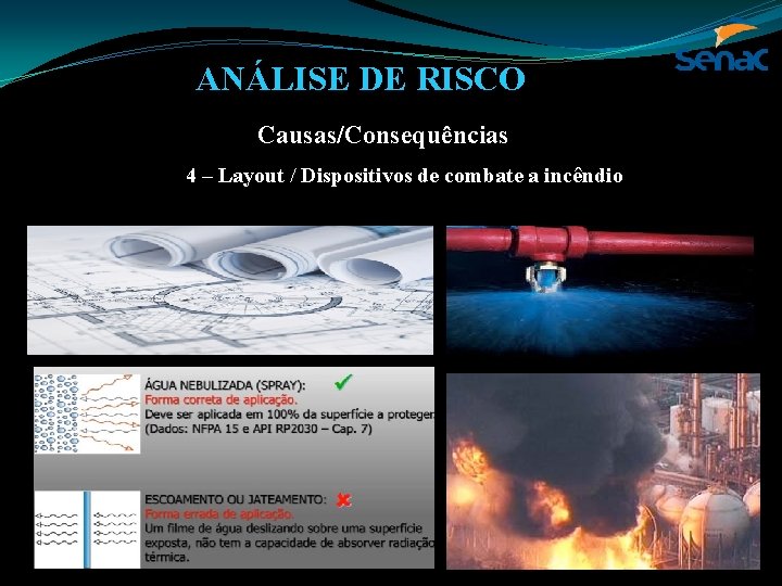 ANÁLISE DE RISCO Causas/Consequências 4 – Layout / Dispositivos de combate a incêndio 