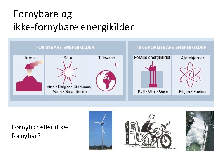 Fornybare og ikke-fornybare energikilder Fornybar eller ikkefornybar? 