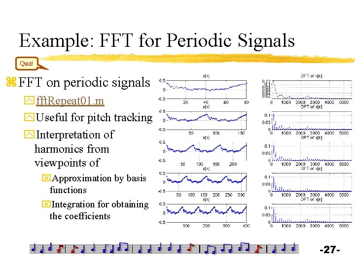 Example: FFT for Periodic Signals Quiz! z FFT on periodic signals yfft. Repeat 01.