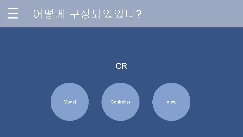 어떻게 구성되었었나? CR Model Controller View 